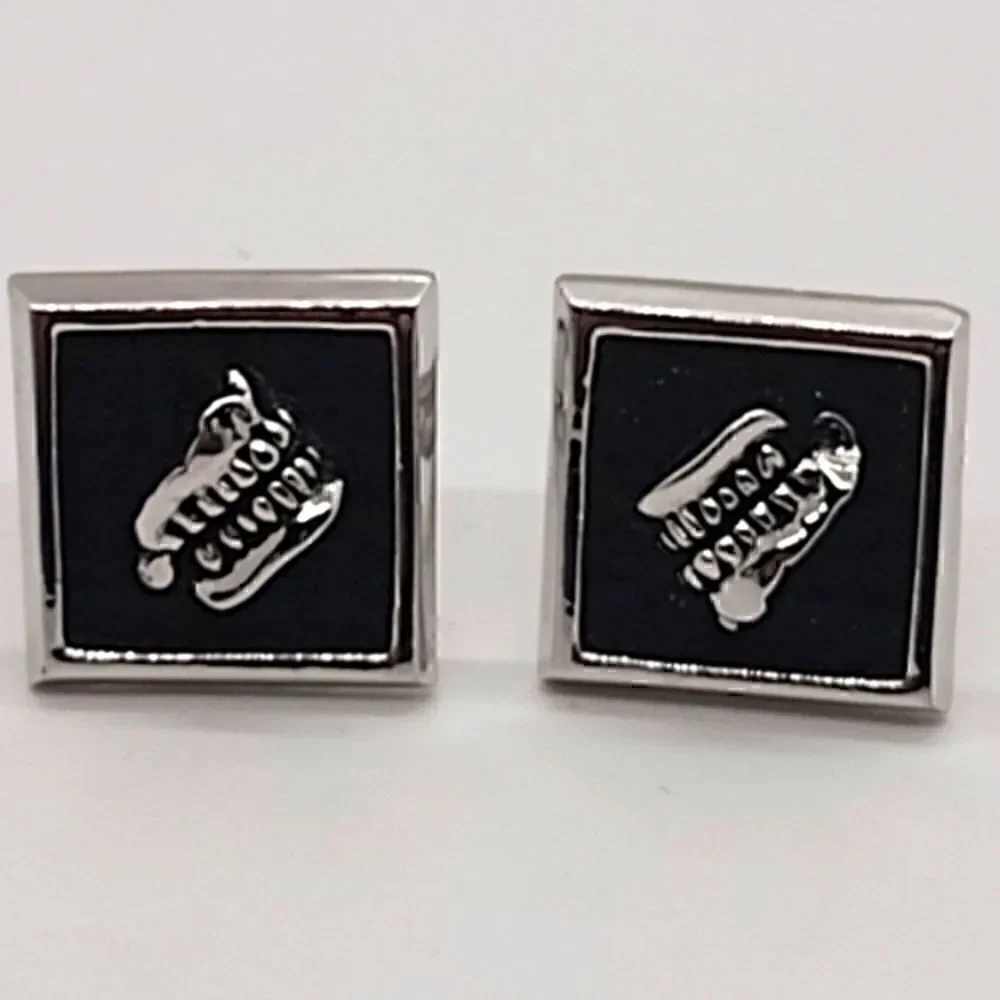Skull Teeth on Black and Silver Toned Cufflinks